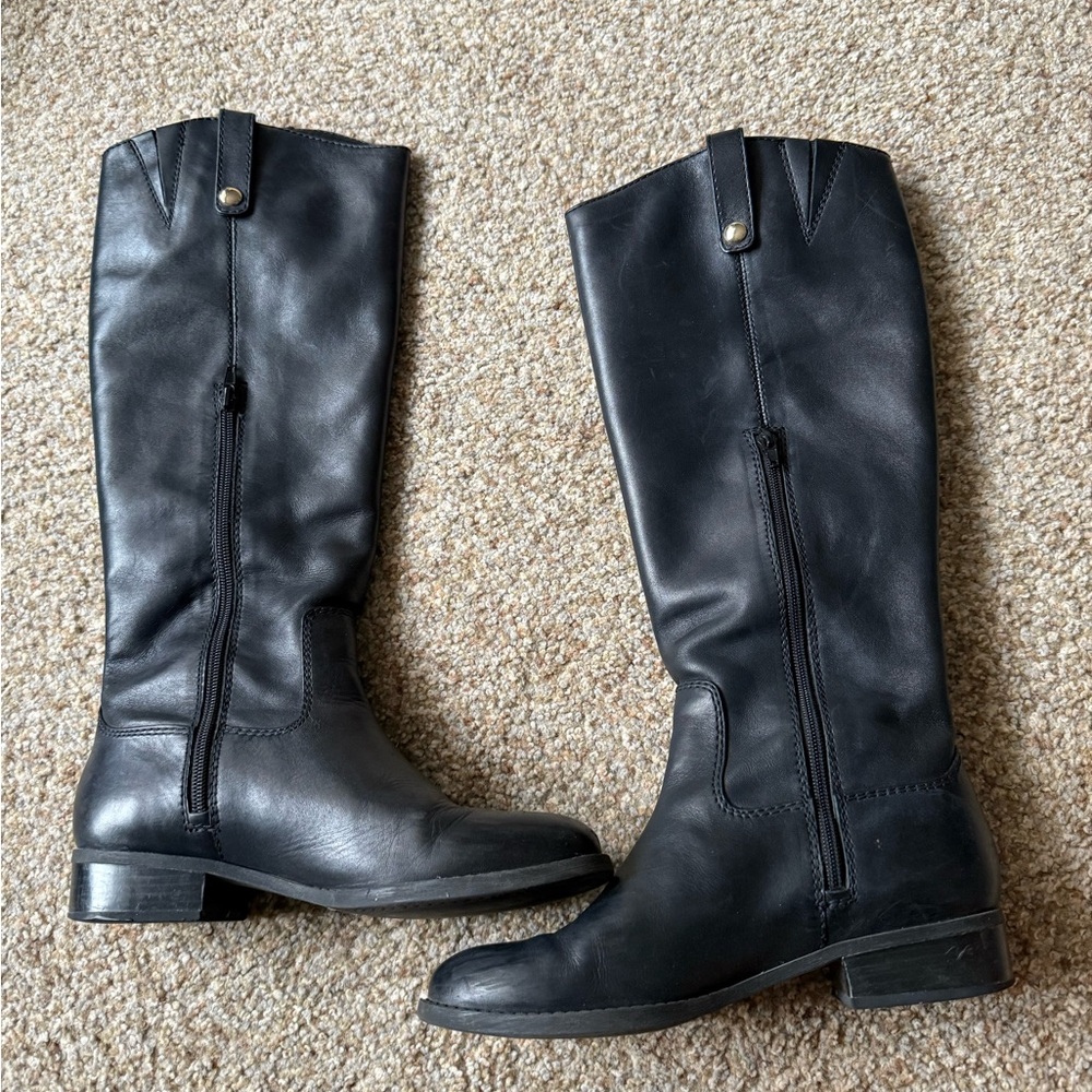 INC Fawne Black Heeled Knee High Boots
